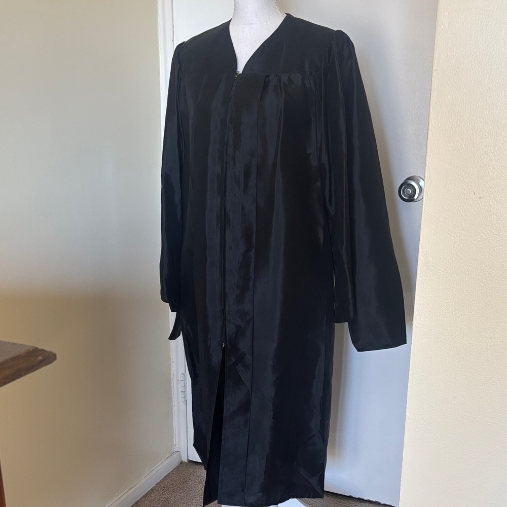 Women’s Black Graduation Gown - Classic Academic Robe with mortarboard